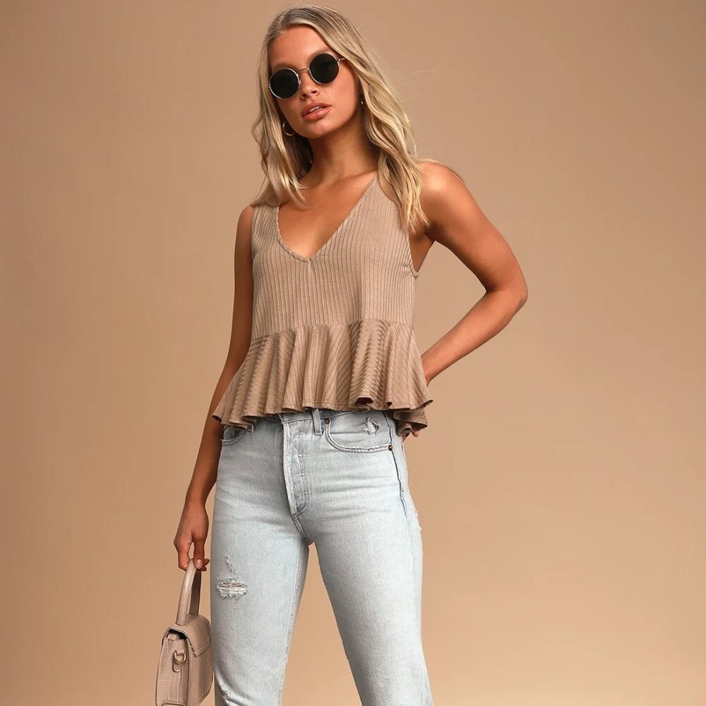 3-for-1!! Lulu's Ribbed V-Neck Ruffled Cropped Tank Tops - Picture 5 of 14